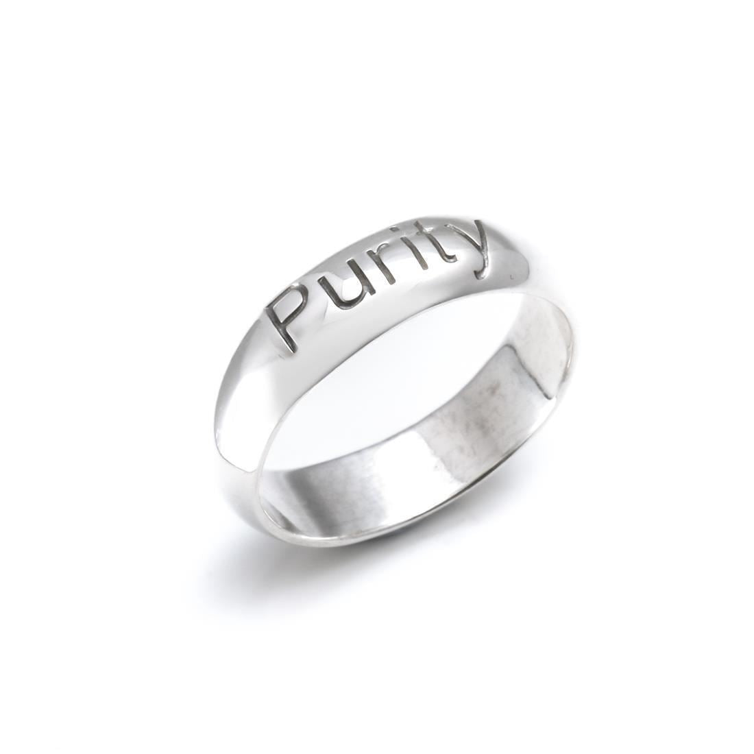 Sterling Purity Engraved Court Ring Wide Promise Band