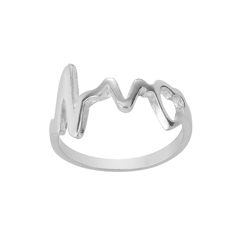 Sterling Silver Love Heart Heartbeat Ring Promise Band