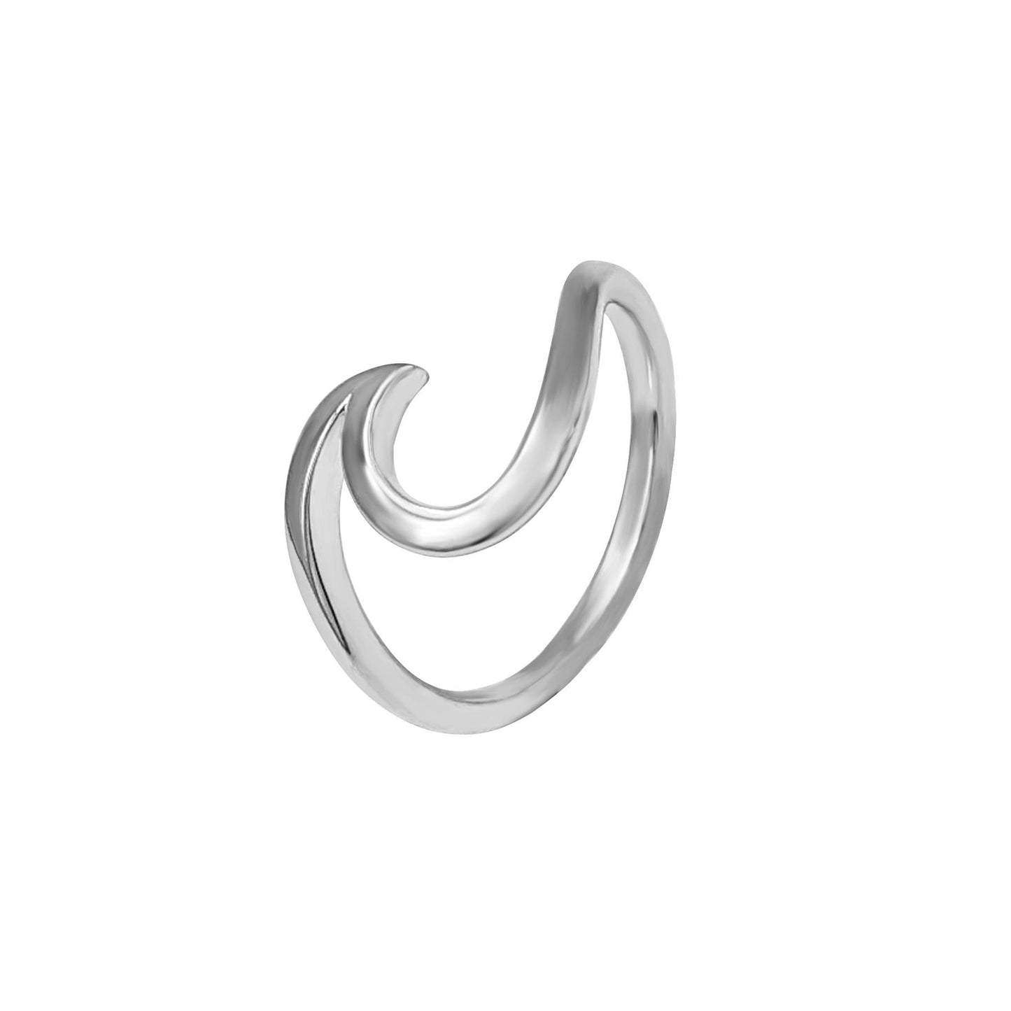 
                  
                    Sterling Silver Minimalist Ocean Wave Wavy Swirl Spiral Band Ring
                  
                