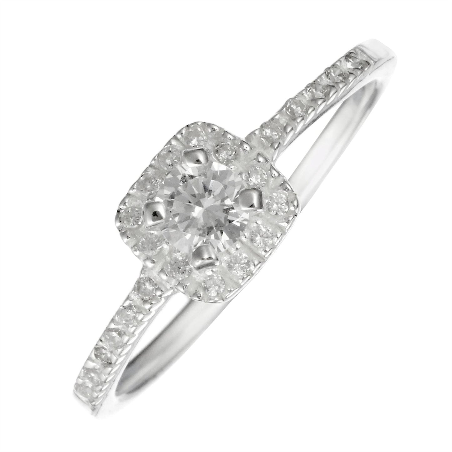 Sterling Silver Square Solitaire CZ Round Brilliant Cut Ring - Silverly