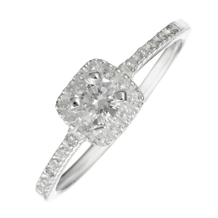 Sterling Silver Square Solitaire CZ Round Brilliant Cut Ring - Silverly