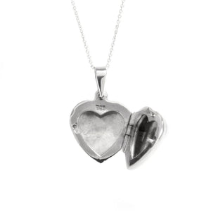 
                  
                    Sterling Silver Simple Classic Love Heart Locket Pendant Necklace
                  
                