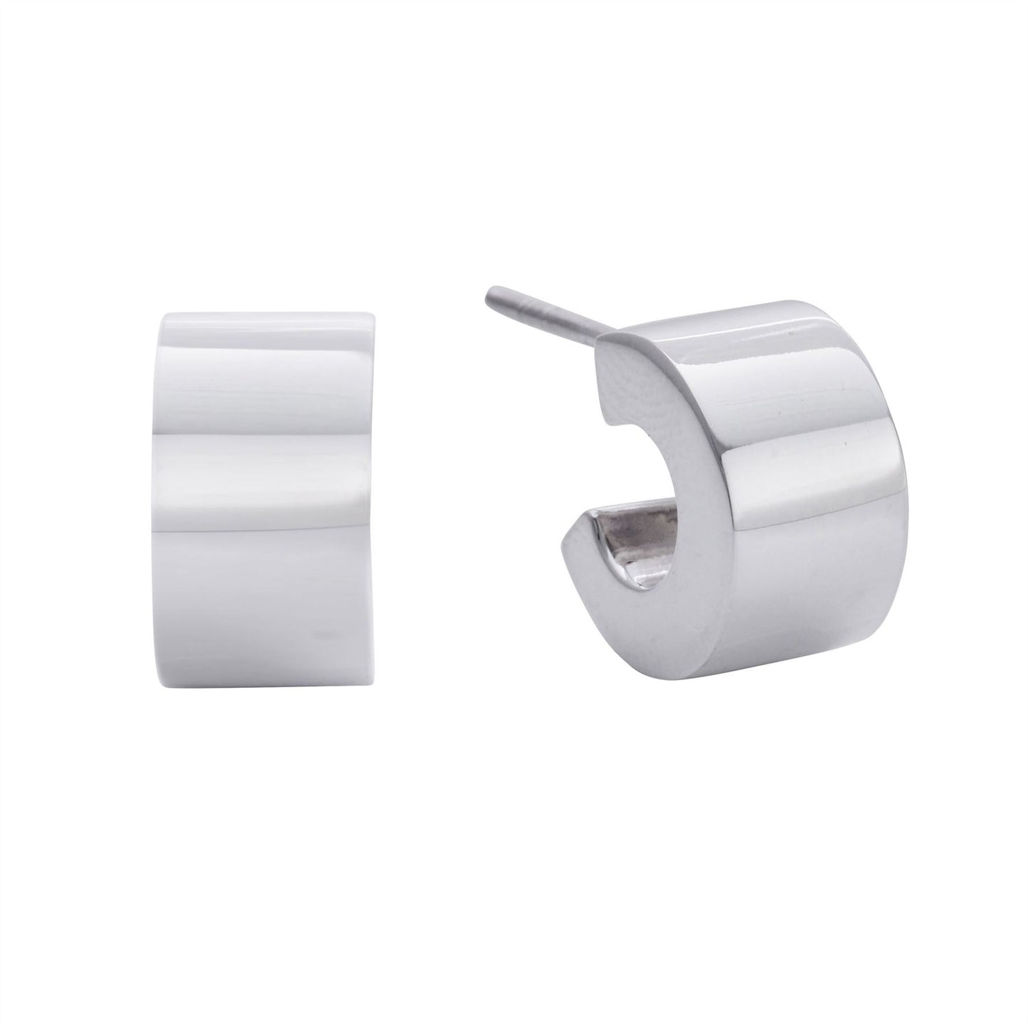 Sterling Silver Solid Thick Cuff Half Hoop Stud Earrings - Silverly