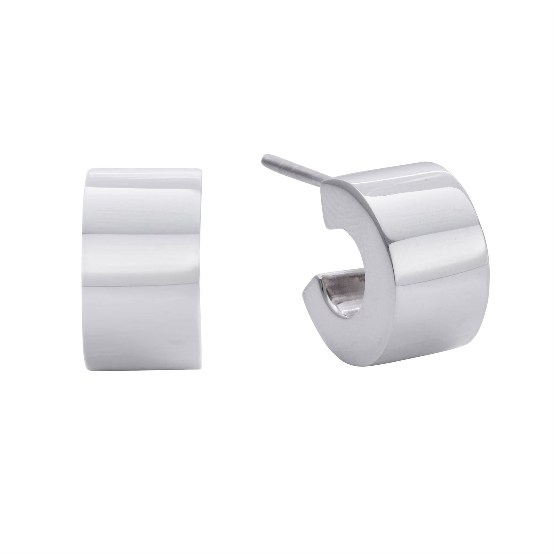 Sterling Small Chunky Half Hoop Earrings Cuff Huggie Hoops
