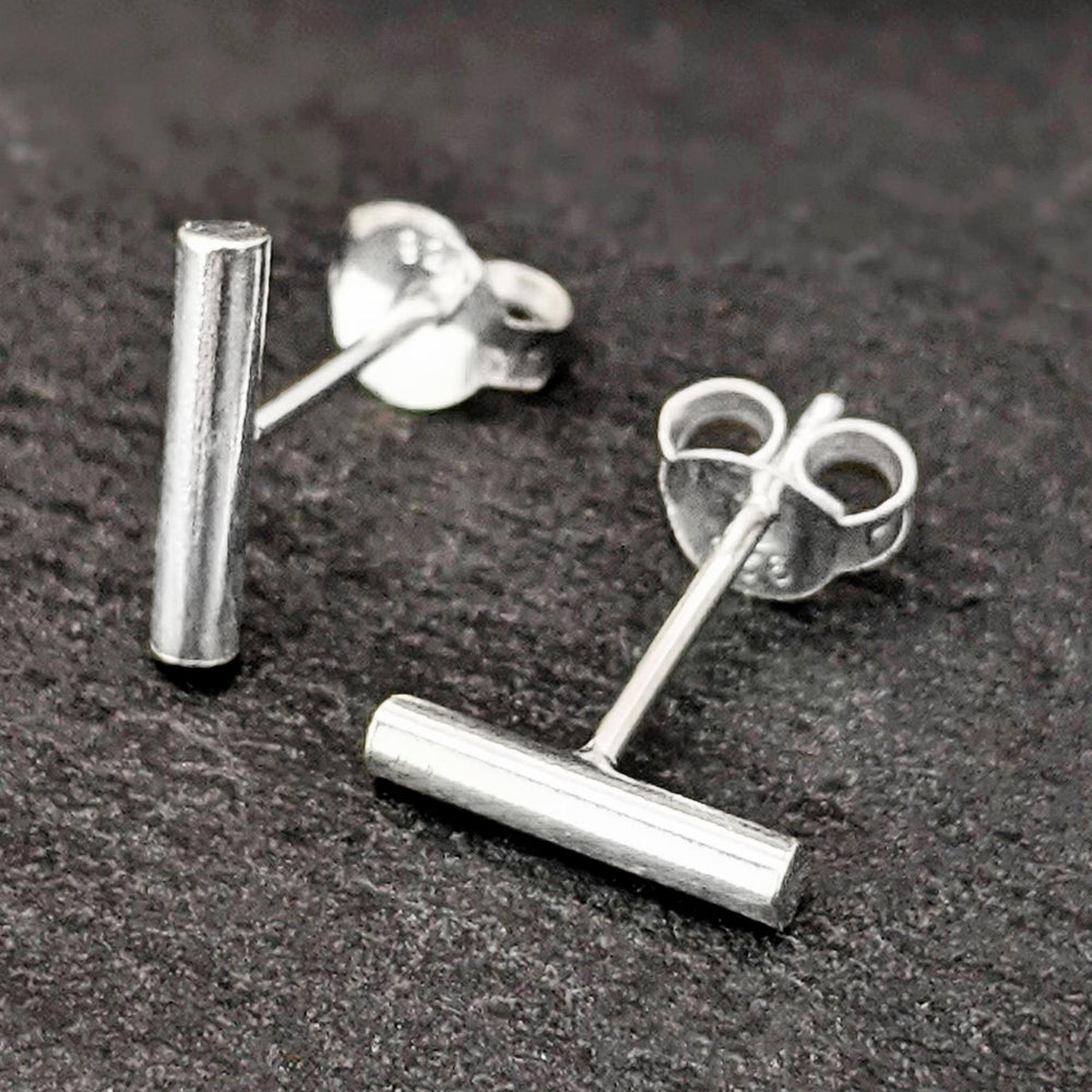 
                  
                    Sterling Silver Small Short Bar Stud Earrings Simple Plain Studs
                  
                