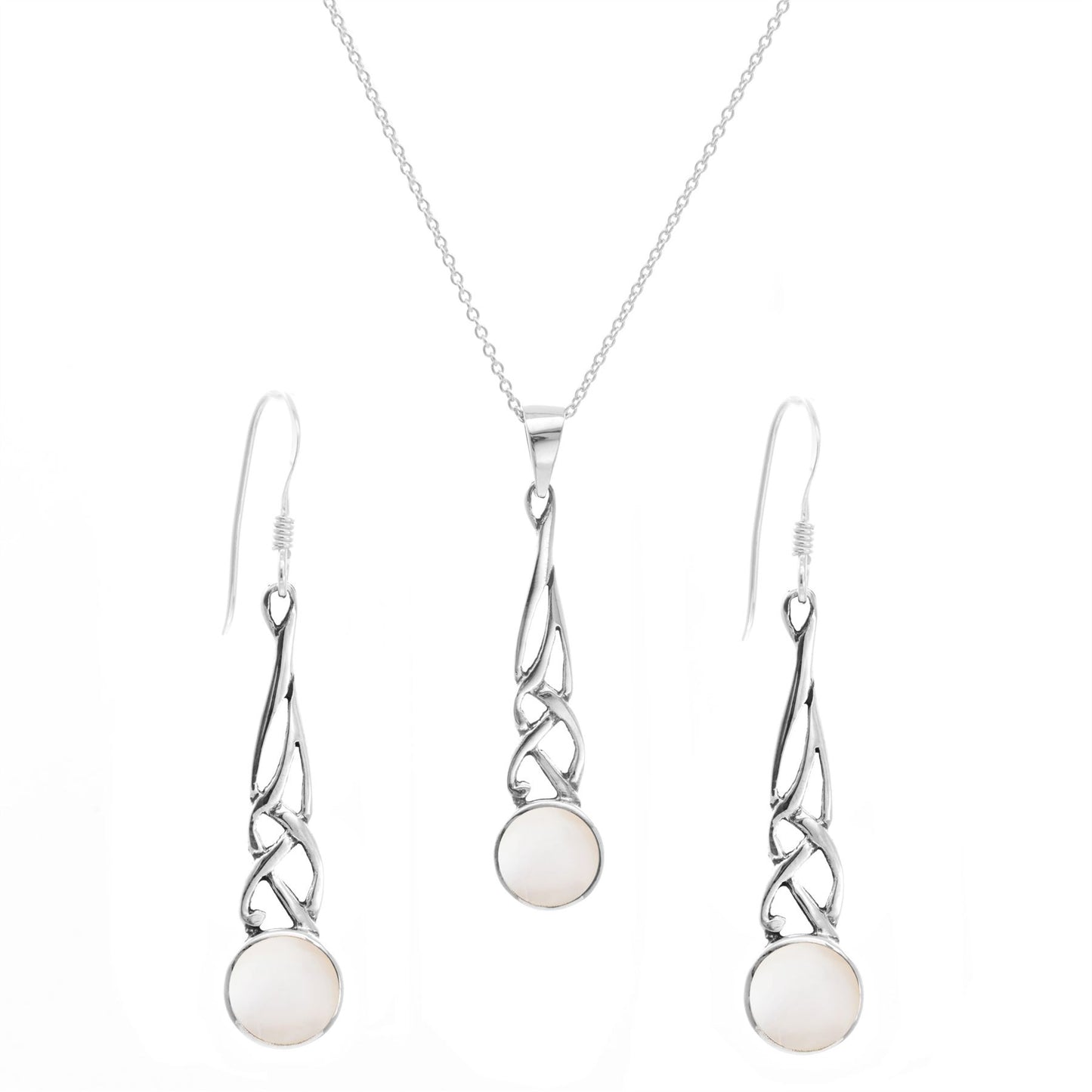 Sterling Silver Mother Pearl Celtic Knot Set - Silverly