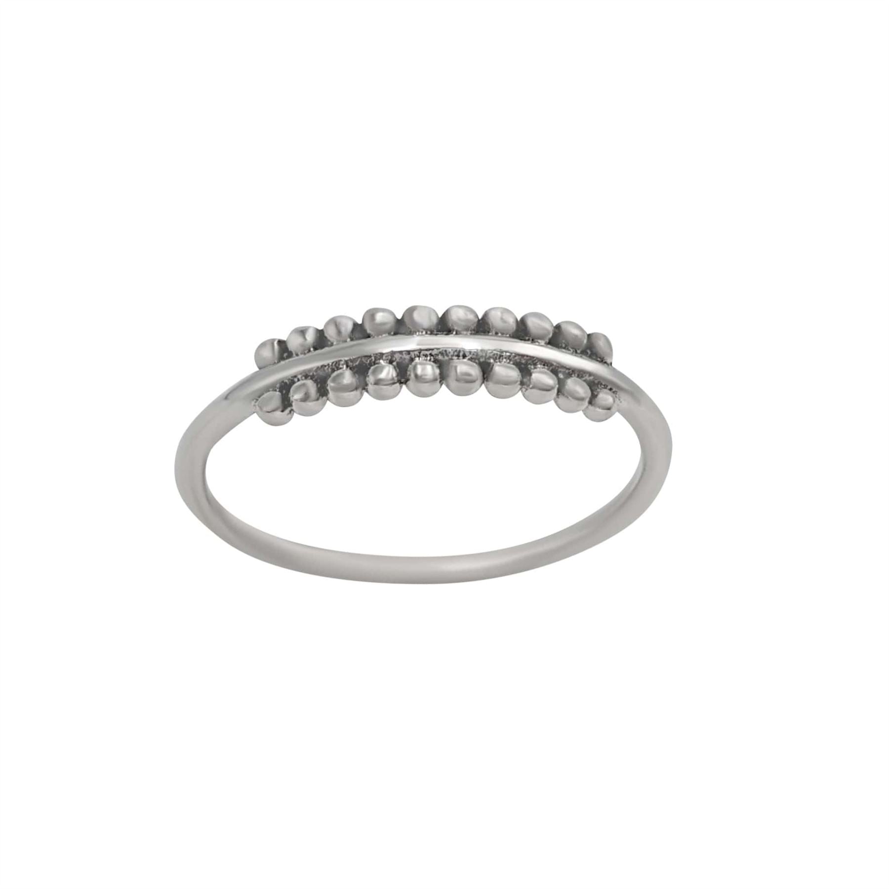 Sterling Ball Ring Dotwork Boho Indian Style Stacking Band