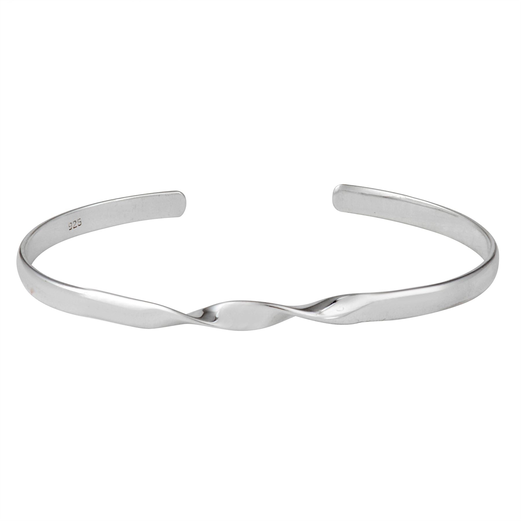 Sterling Minimalist Twist Adjustable Bangle Thin Cuff Bracelet