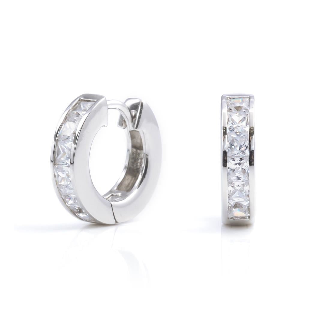 Sterling Cubic Zirconia Small Hoops Huggie Hoop Earrings 14mm