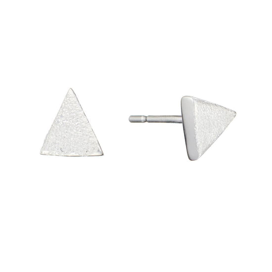 Sterling Silver Small Flat Triangle Stud Earrings Geometric Studs
