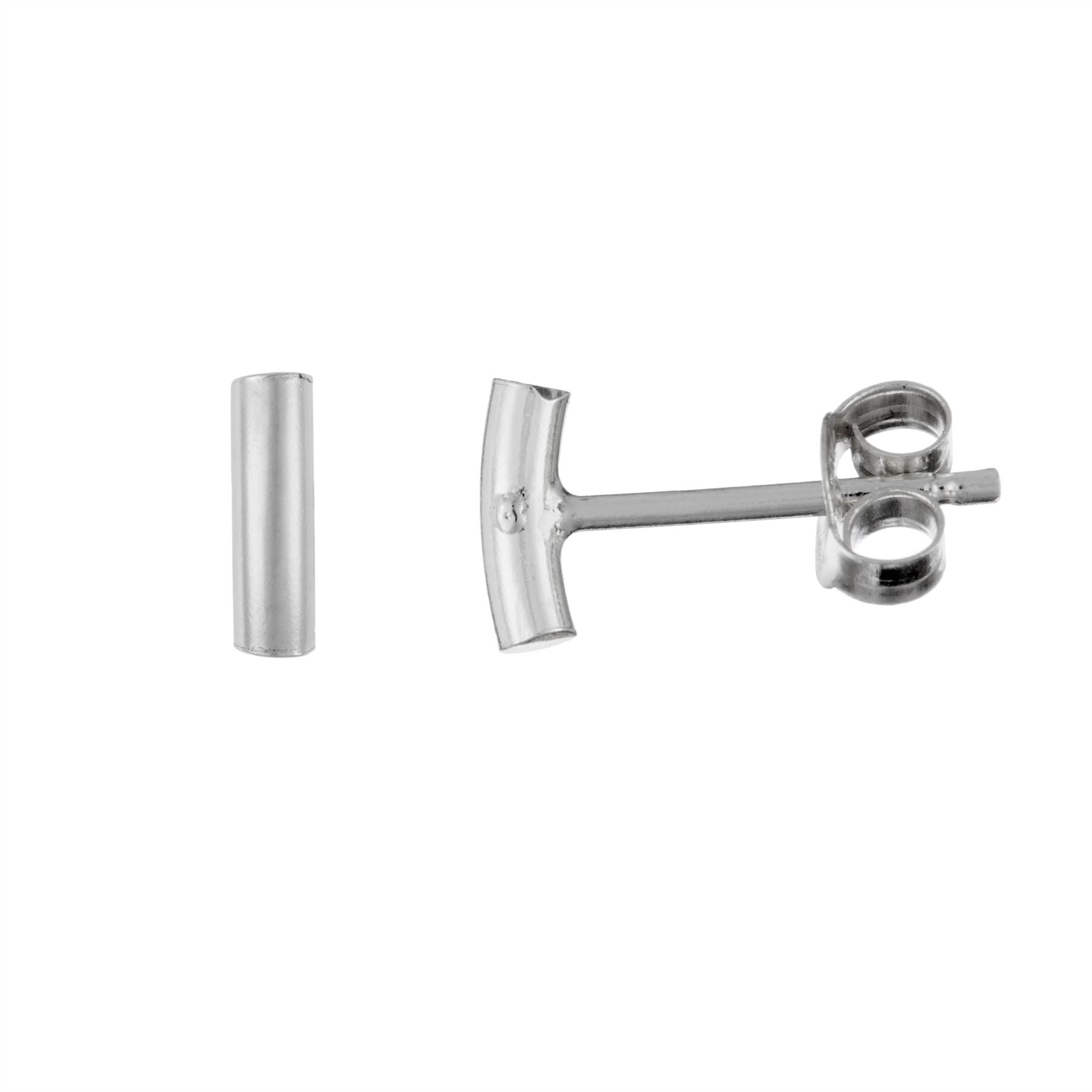 Sterling Minimalist Small Curved Bar Stud Earrings Plain Studs