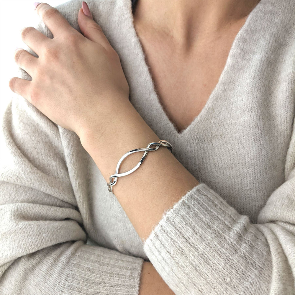 
                  
                    Sterling Silver Entwined Plaited Cuff Bracelet - Silverly
                  
                