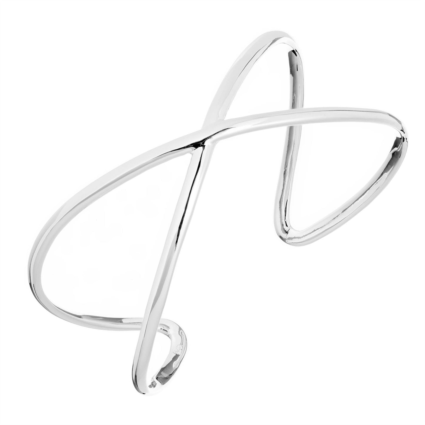 
                  
                    Sterling Silver Crossover Wide Infinity Cuff Bangle Criss Cross Design
                  
                
