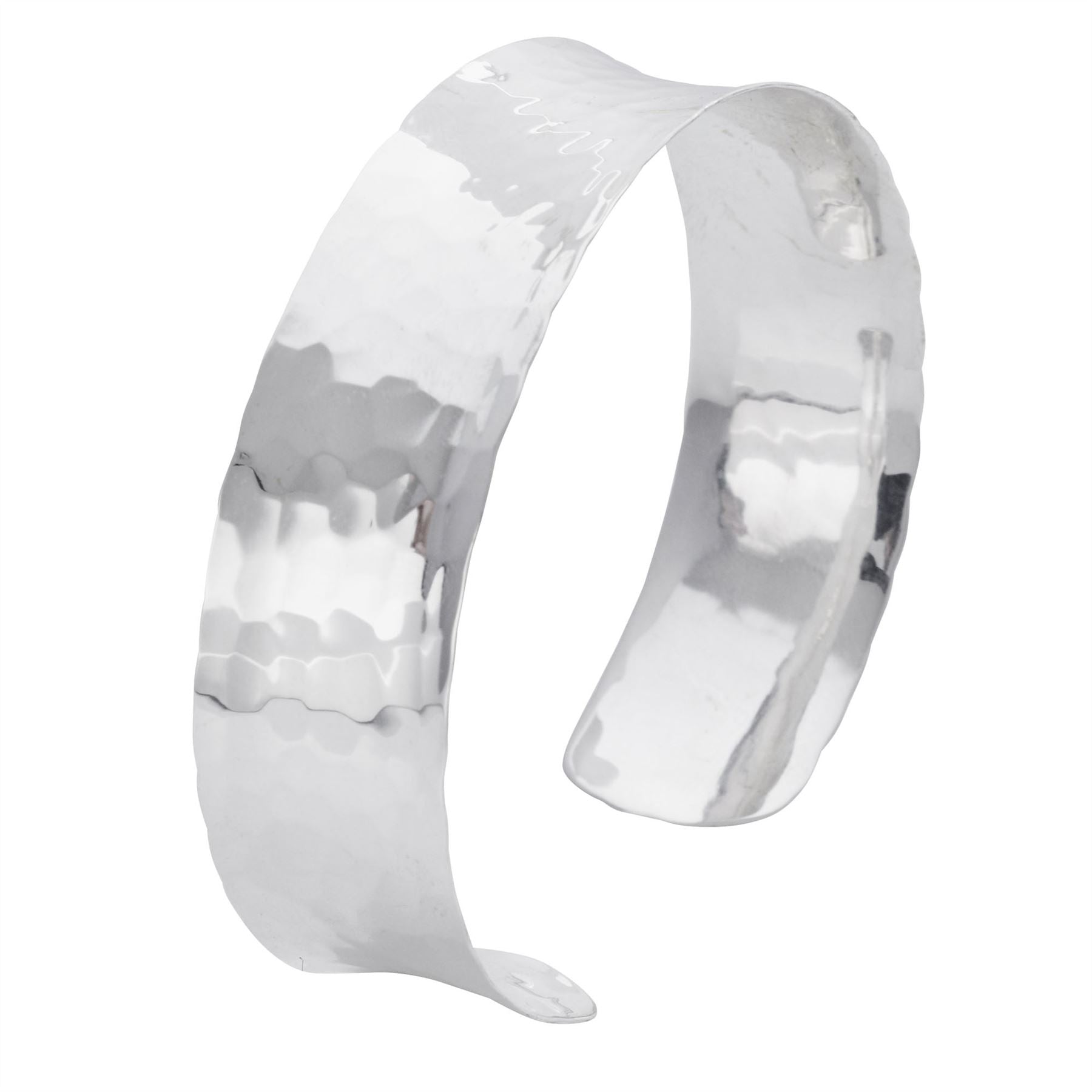 Sterling Silver Wide Hammered Bangle | Real 925 | Silverly