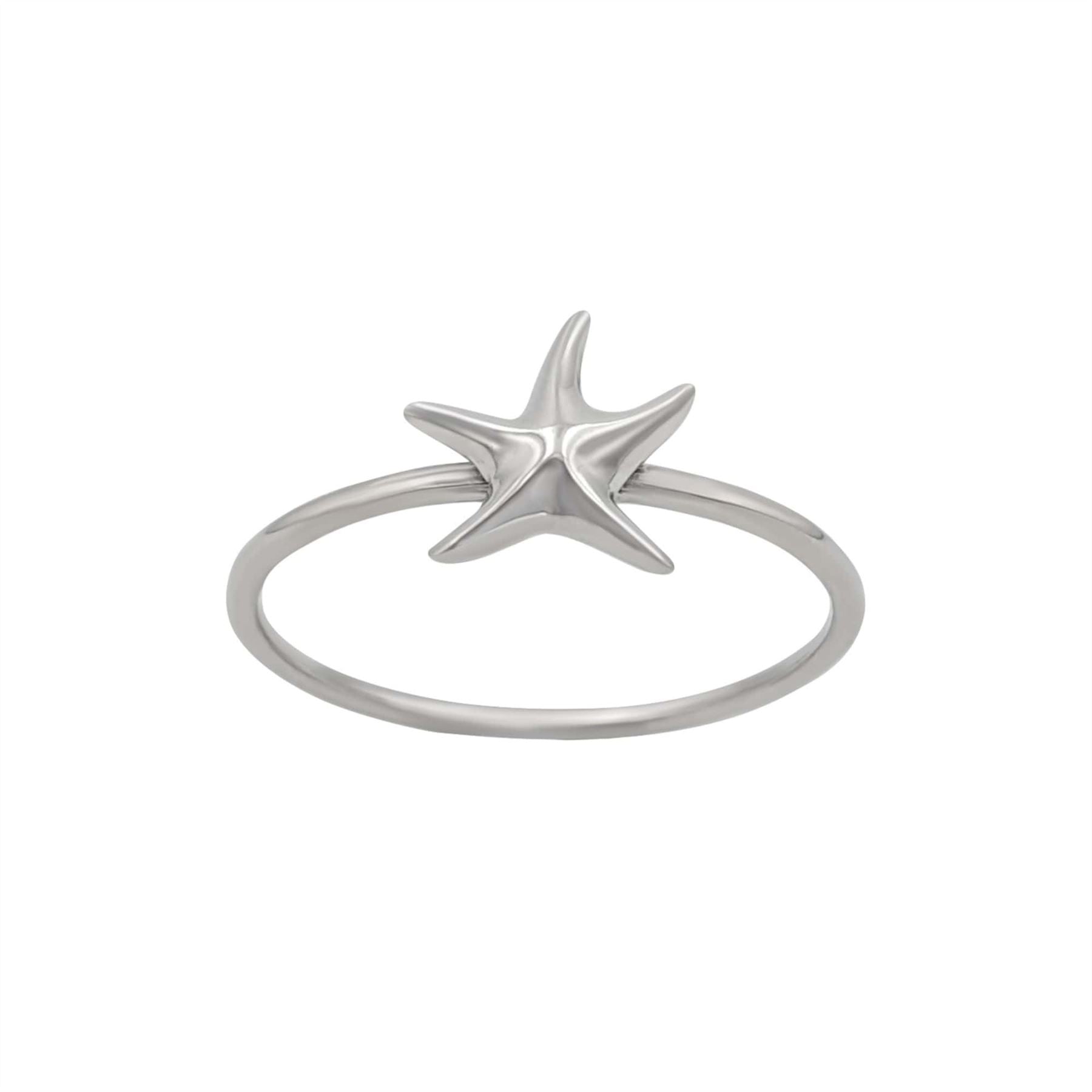 Sterling Starfish Ring Star Stacking Beach Thin Band