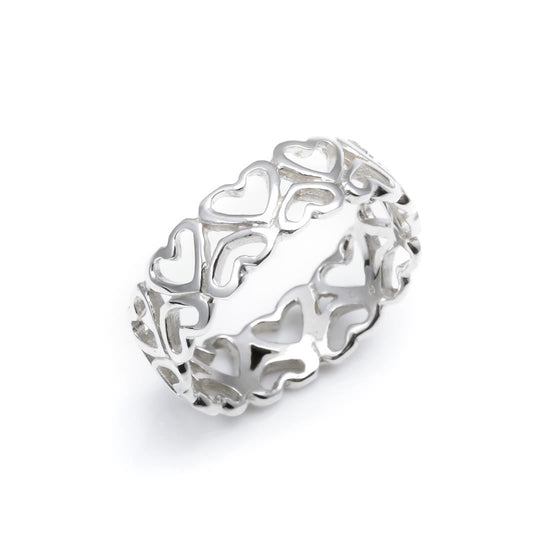 Sterling Silver Open Heart Love Filigree Ring - Silverly