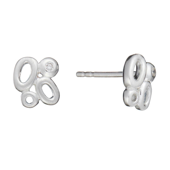 Sterling Silver Contemporary CZ Oval Cluster Stud Earrings - Silverly