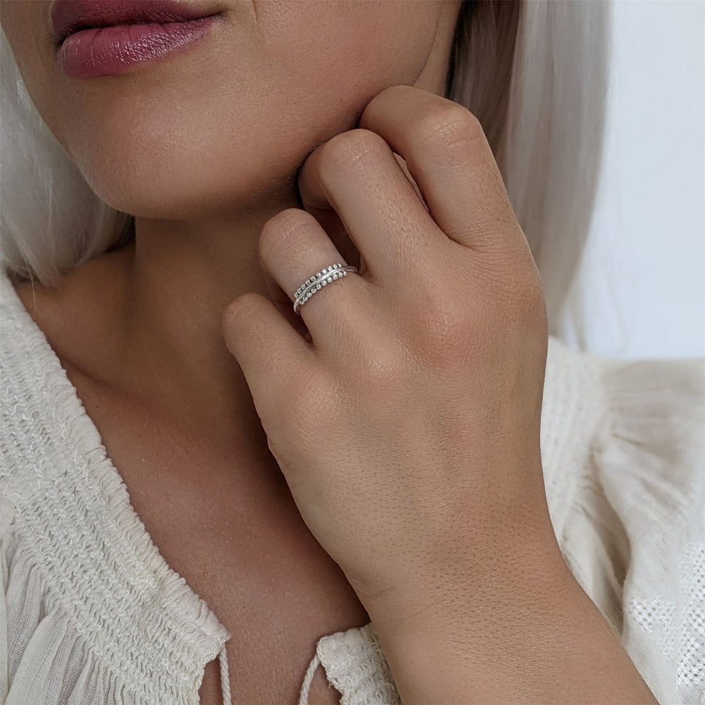 
                  
                    Sterling Silver Ball Ring Dotwork Boho Indian Style Stacking Band
                  
                