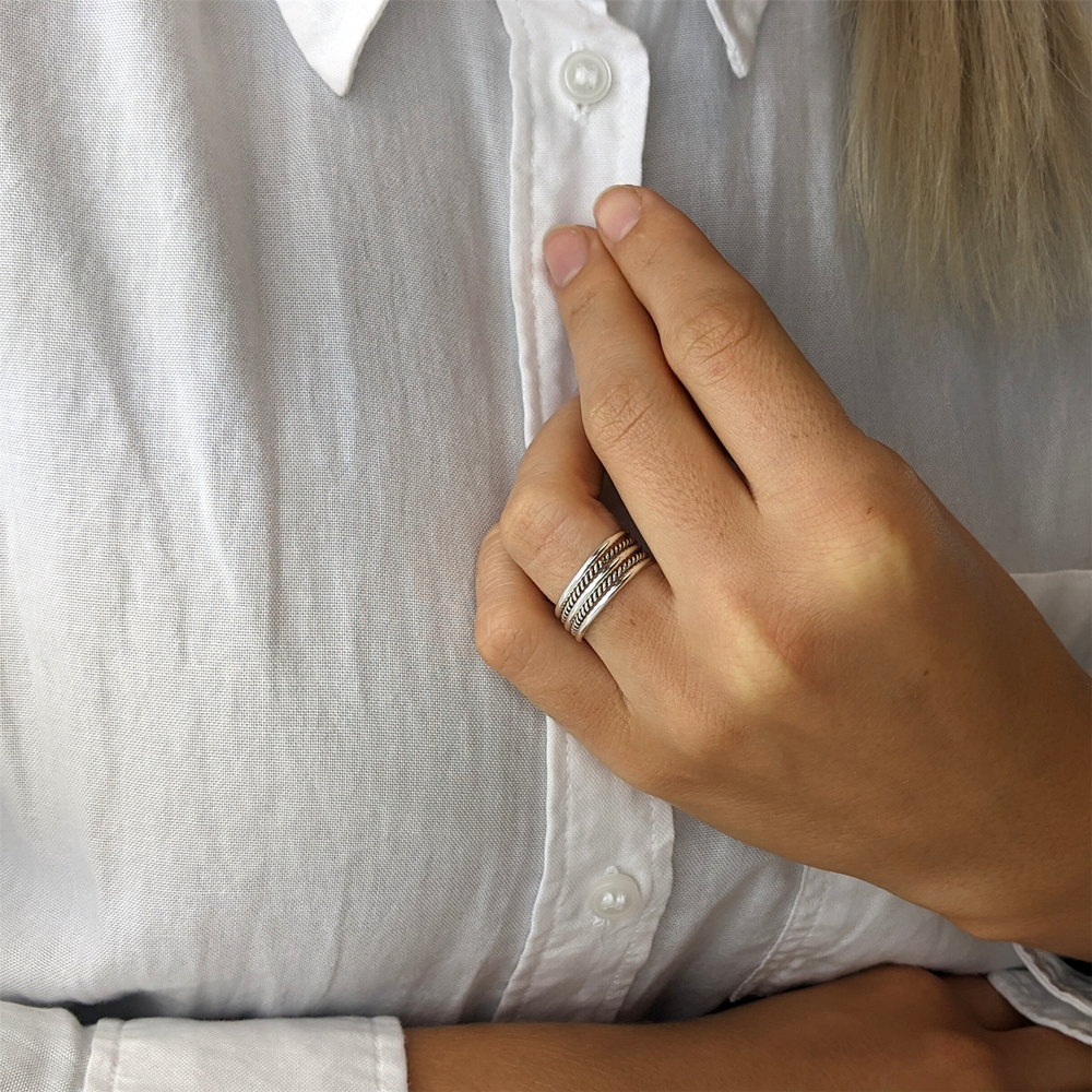 2022 Neues Design 925 Sterling Silber Gold Vermeil Duo Perlen ring Kugel ring Al 2022 Neues Design 925 Sterling Silber Gold Vermeil Duo Perlen ring Kugel ring Al