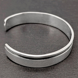 
                  
                    Sterling Silver Wide Flat Bangle Cuff Bracelet With Black Groove
                  
                