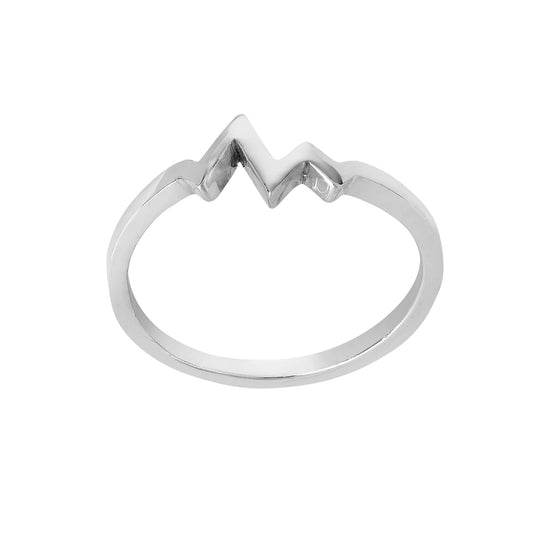 Sterling Silver Simple Cute Thin Band Heartbeat Stackable Ring