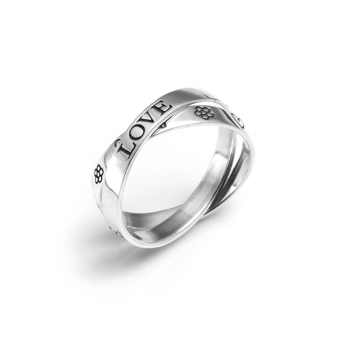 Sterling Russian Wedding Ring "Love Faith Hope" Engraved