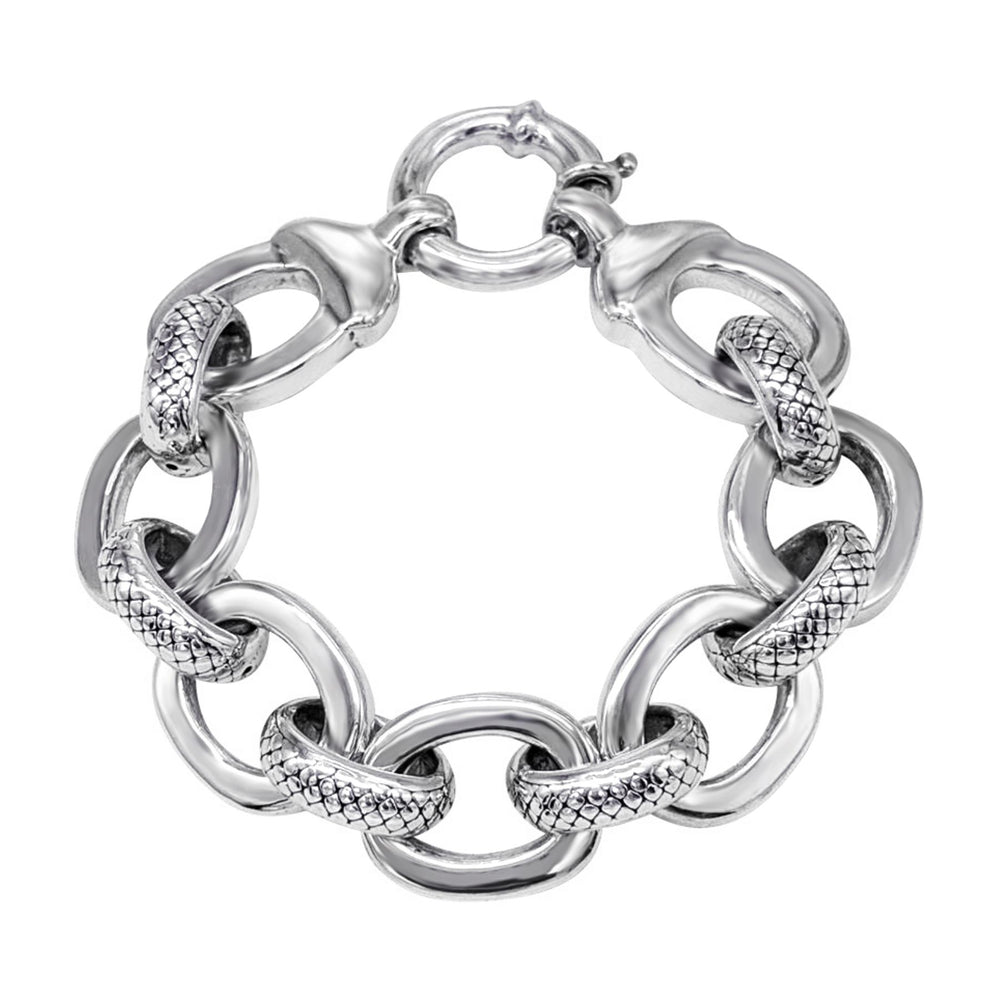 Sterling Silver Electroform Lightweight Chunky Rolo Chain Bracelet