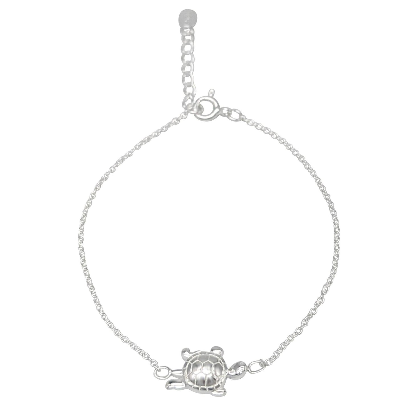 Sterling silver turtle chain bracelet with extender