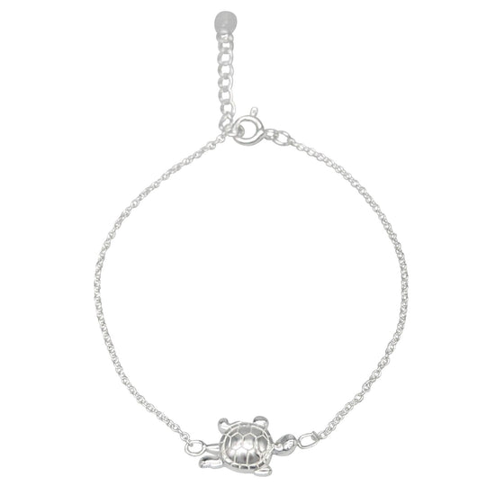 Sterling silver turtle chain bracelet with extender