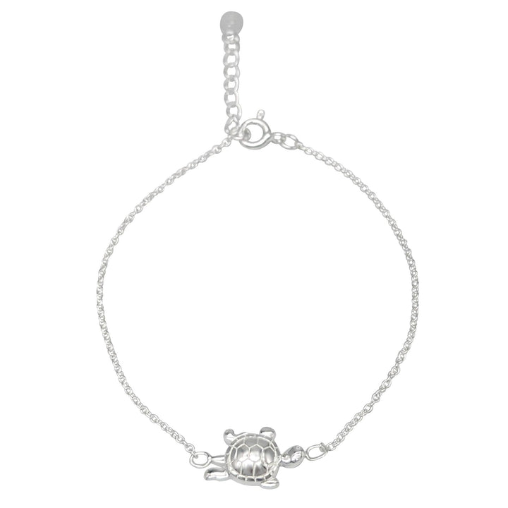 Sterling silver turtle chain bracelet with extender