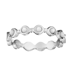 
                  
                    Sterling Silver Mother of Pearl Half Eternity Stackable Band Ring
                  
                