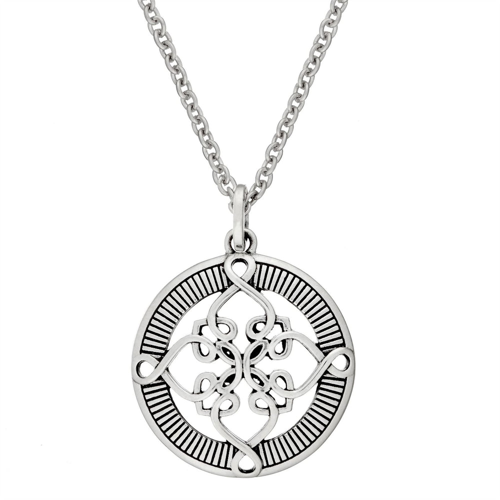 Sterling Silver Round Celtic Knot Cross Pendant Medallion Necklace