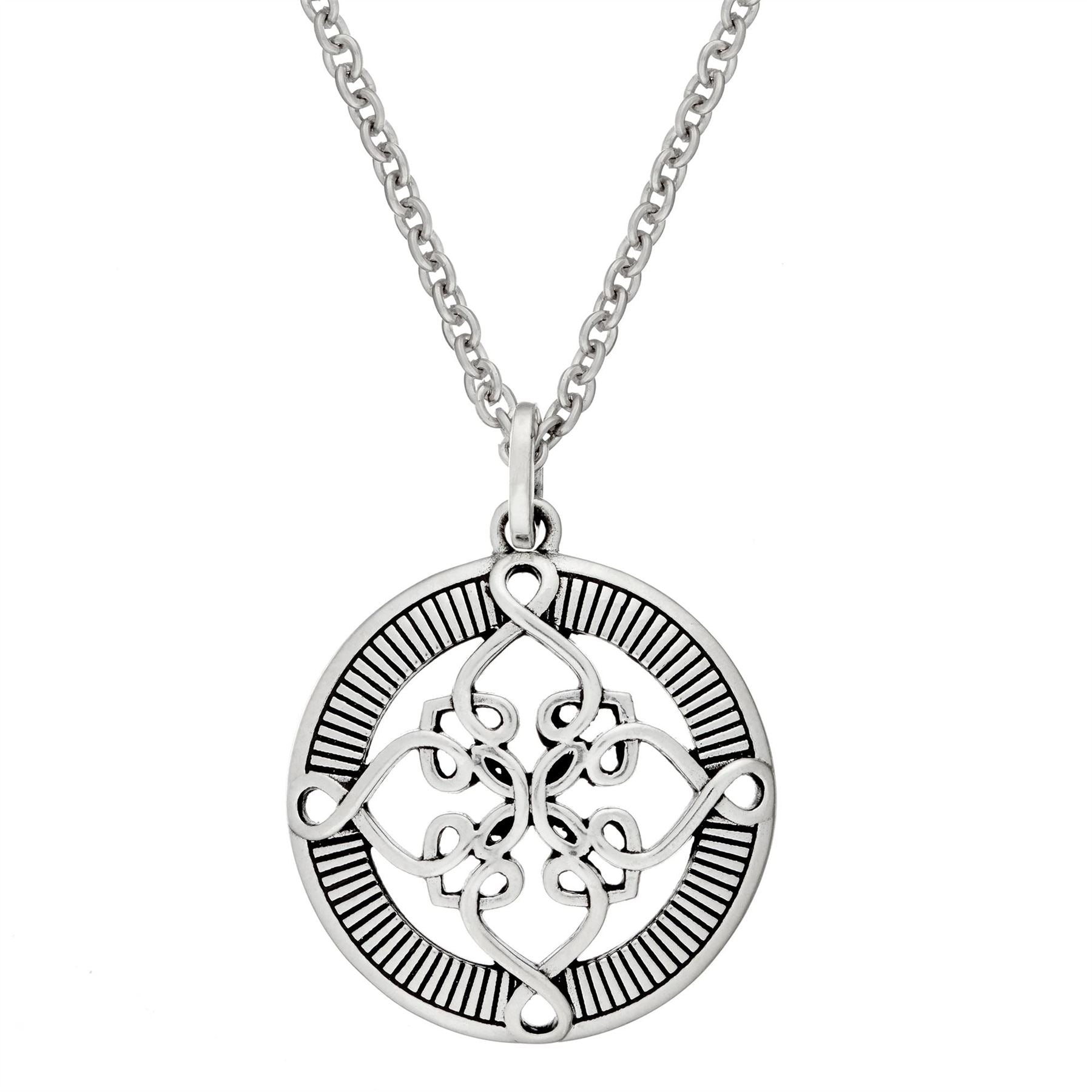 Sterling Round Celtic Knot Cross Pendant Medallion Necklace