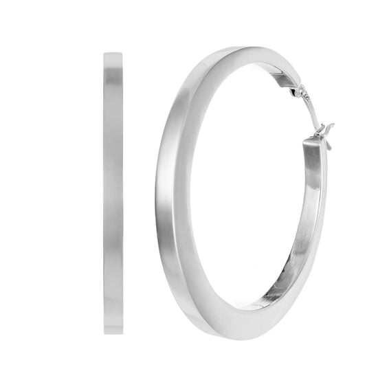 Large sterling silver hoop earrings — 5cm chunky tapered hoops in 925 silver