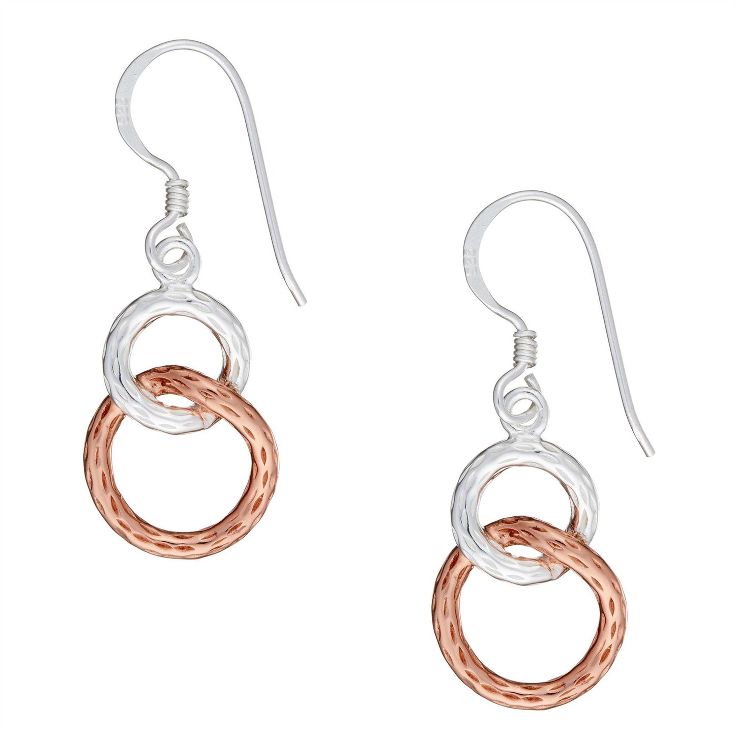 Rose Gold Plated Sterling Silver Double Circle Earrings - Silverly