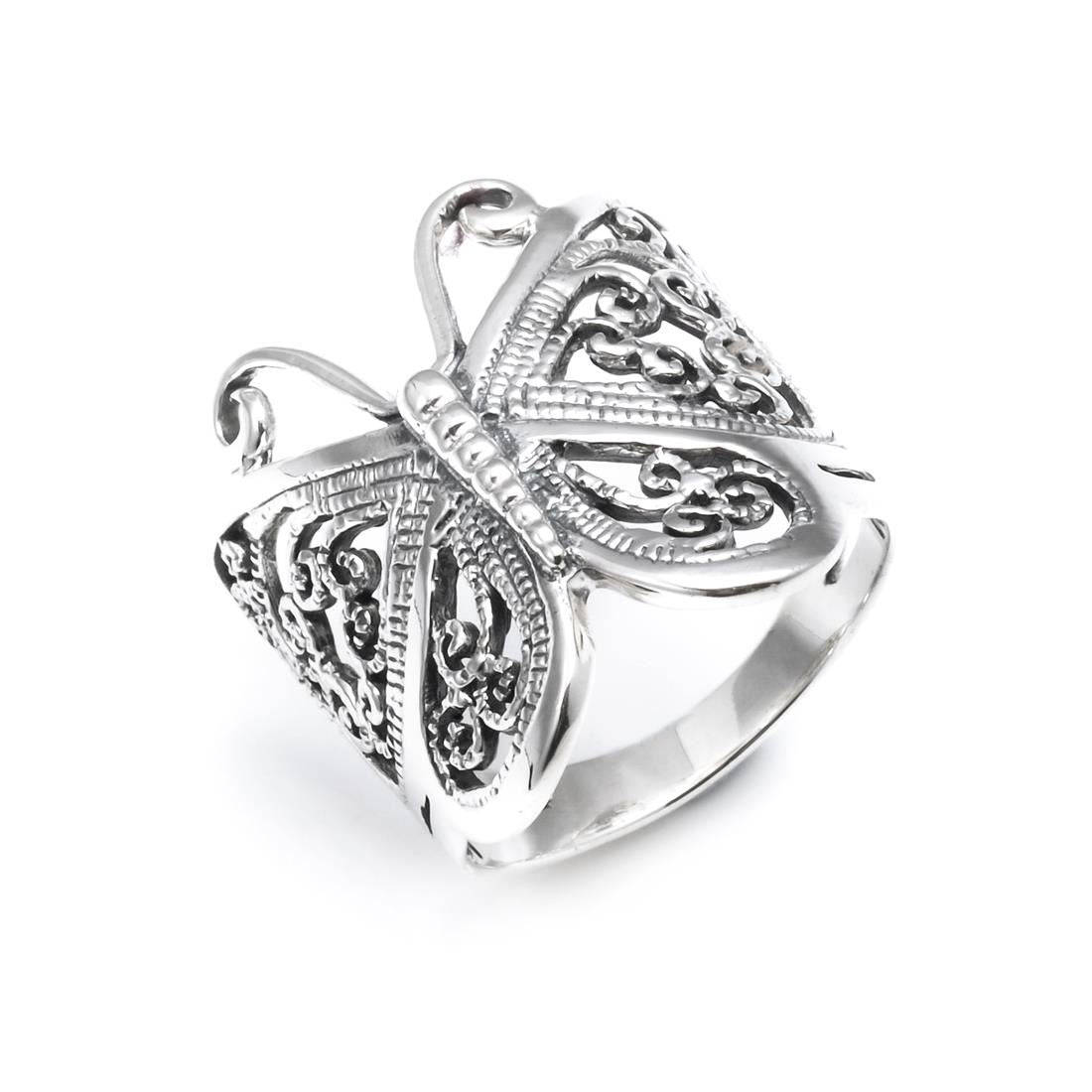Sterling Butterfly Ring – Wide Filigree Y2K Design