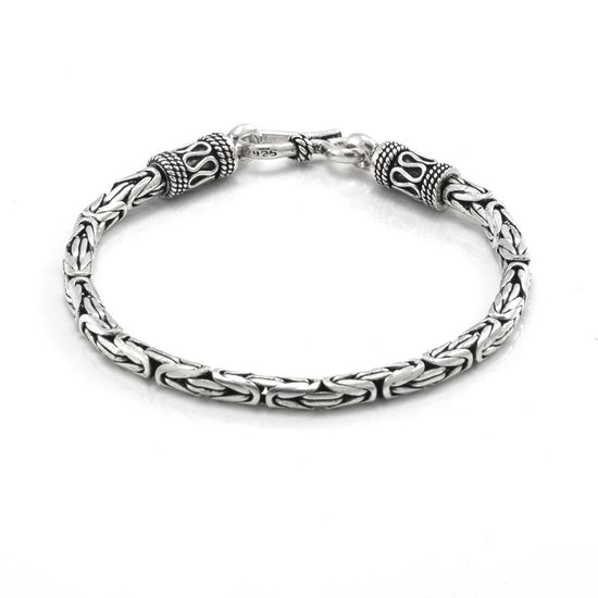 Sterling Silver Chunky Thick Balinese Byzantine Bracelet Thick Chain