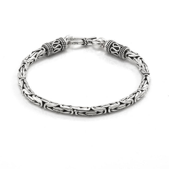 Sterling Silver Chunky Thick Byzantine Bracelet - Heavy Balinese Style Chain