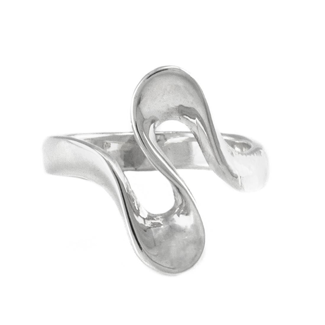 925 sterling silver wave ring — sculptural wavy design with polished finish