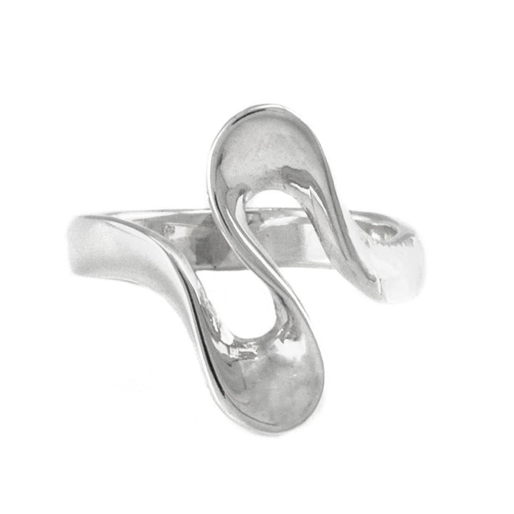 925 sterling silver wave ring — sculptural wavy design with polished finish