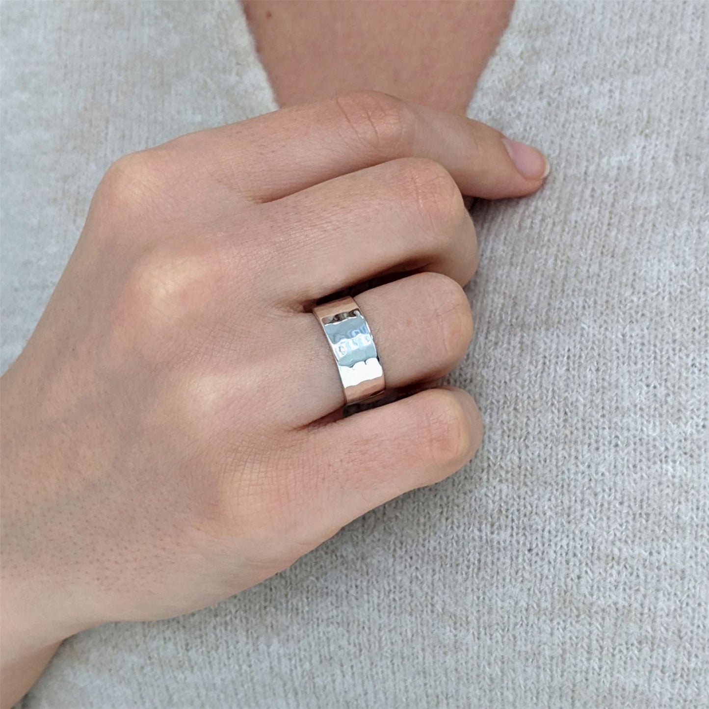 
                  
                    Sterling Silver Hammered Finish Band Ring - Silverly
                  
                