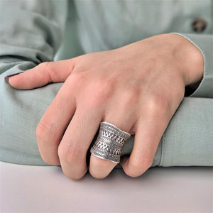 
                  
                    Karen Hill Tribe Silver Wide Wrap Tribal Motif Adjustable Ring
                  
                