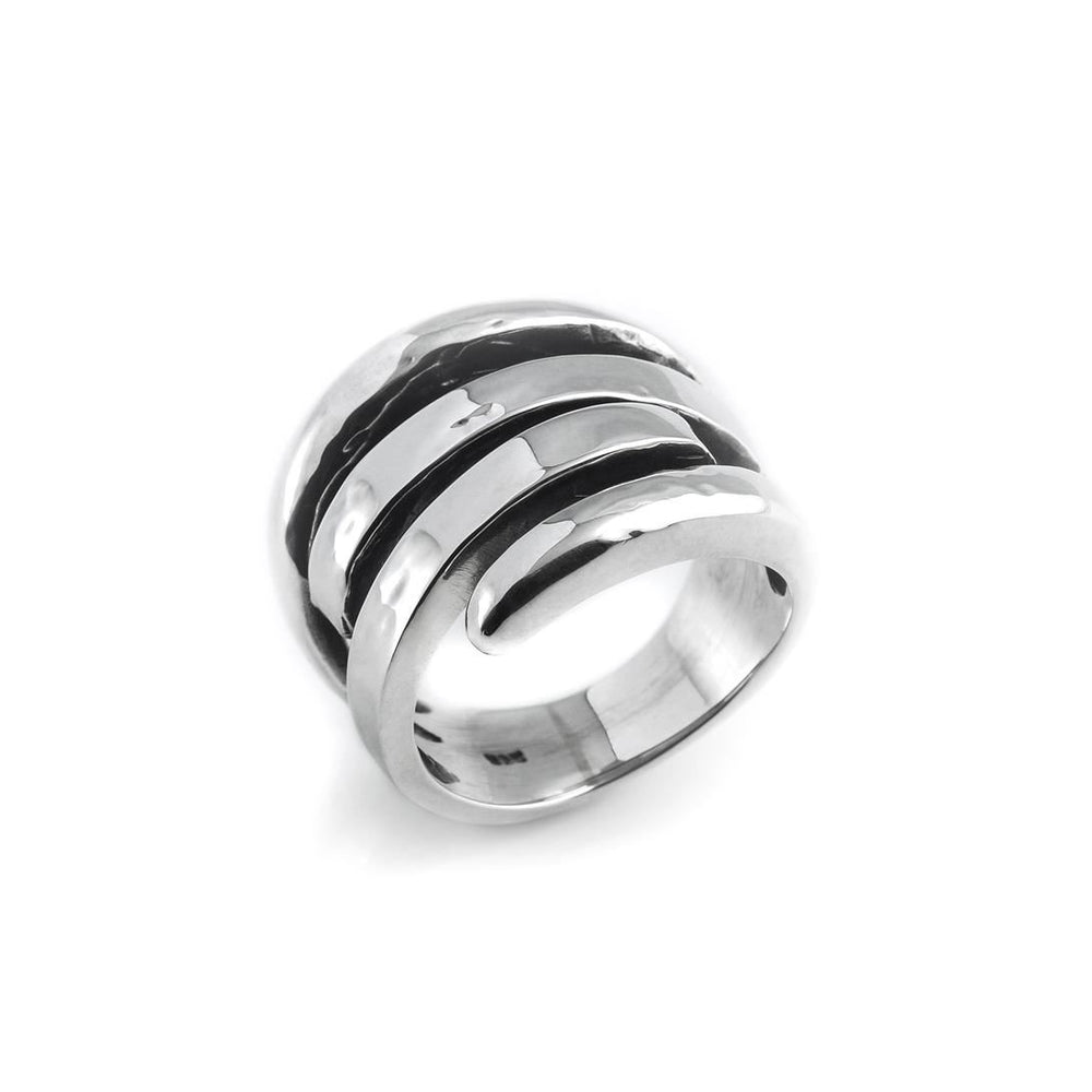 Sterling Silver Chunky Overlapping Hug Ring Thick Wraparound Design