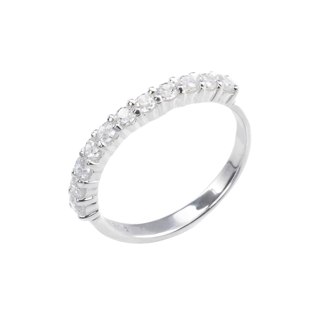 Sterling Cubic Zirconia CZ Prong Set Half Eternity Band Ring