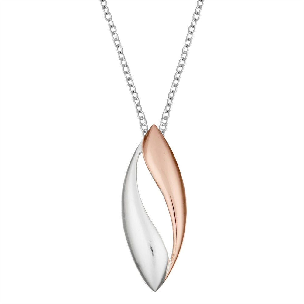 Rose Gold Plated Sterling Silver Modern Marquise Pendant Necklace