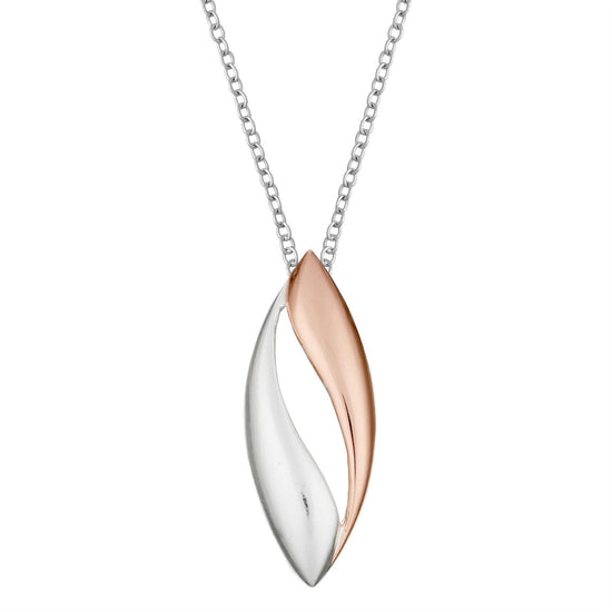 Rose Gold Plated Sterling Silver Modern Marquise Pendant Necklace