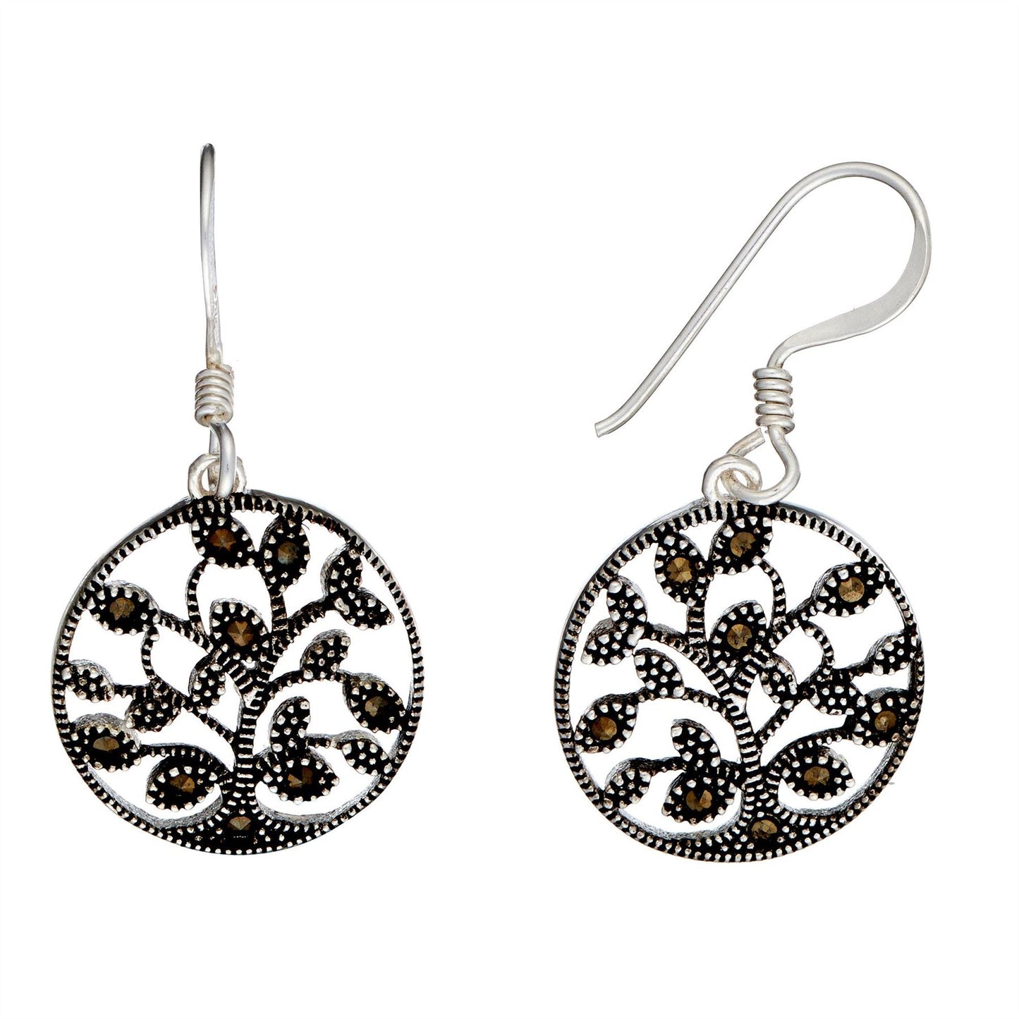Sterling Silver Marcasite Tree Of Life Set - Silverly