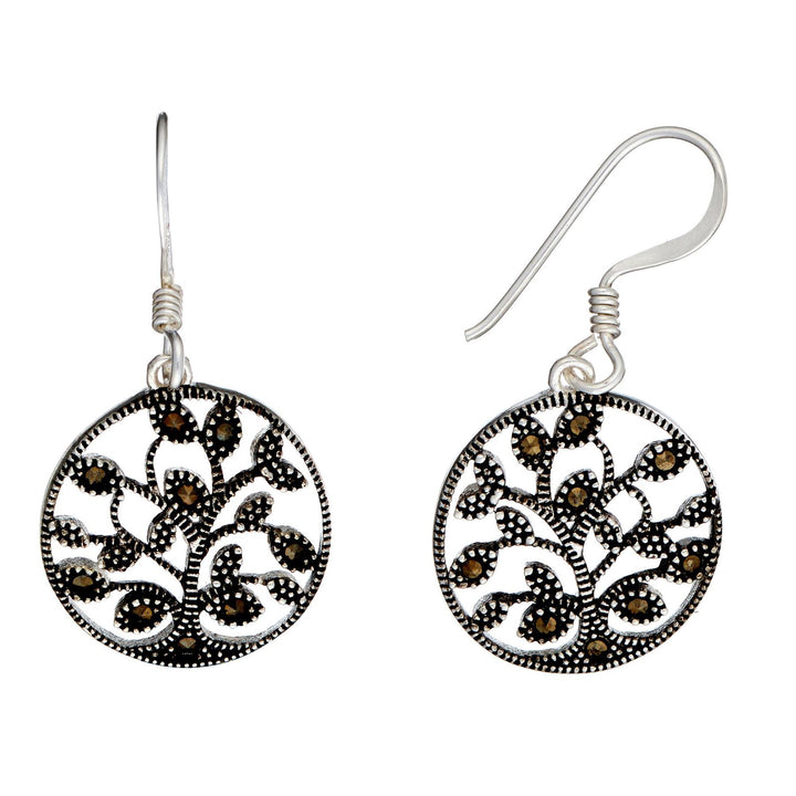 Sterling Silver Marcasite Tree Of Life Set - Silverly