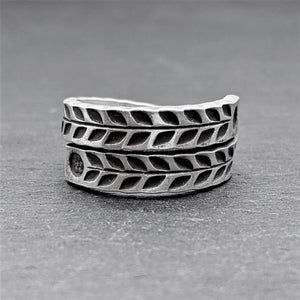 
                  
                    Karen Hill Tribe Silver Ring Overlapping Engraved Leaf Sun Motif
                  
                