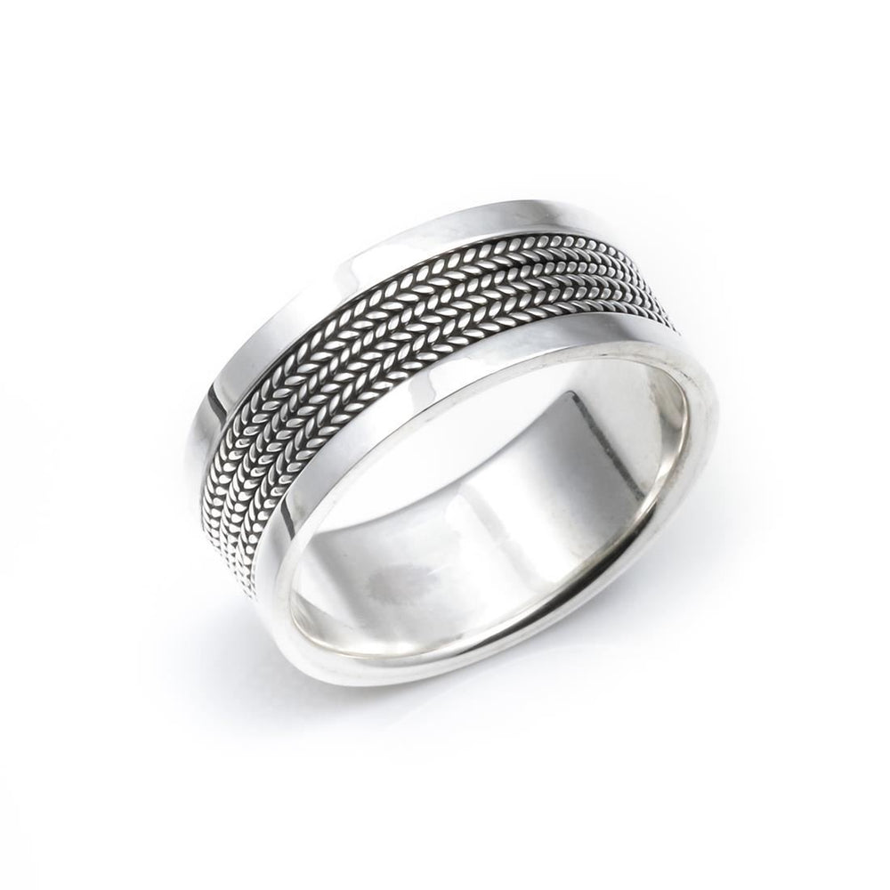 Sterling Silver Bali Rope Band Thumb 9mm Ring - Silverly